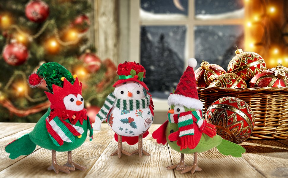 Christmas bird decor tray play