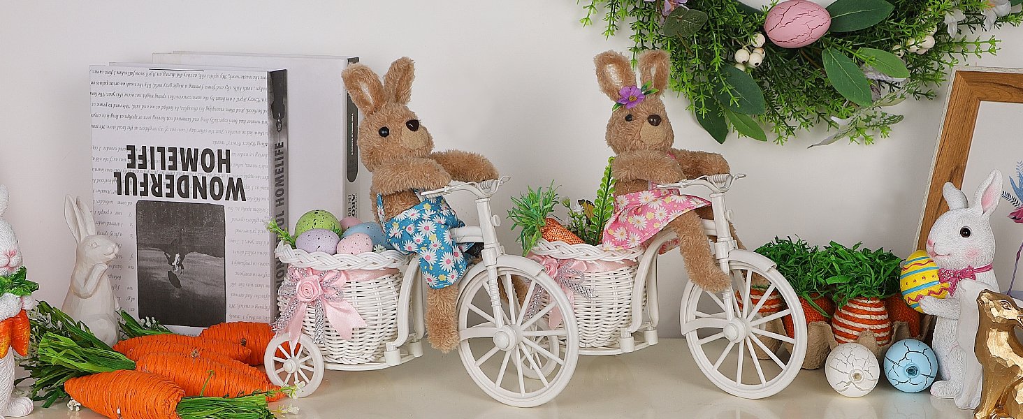 Easter Tabletop Decorations Plush Bunny Couple