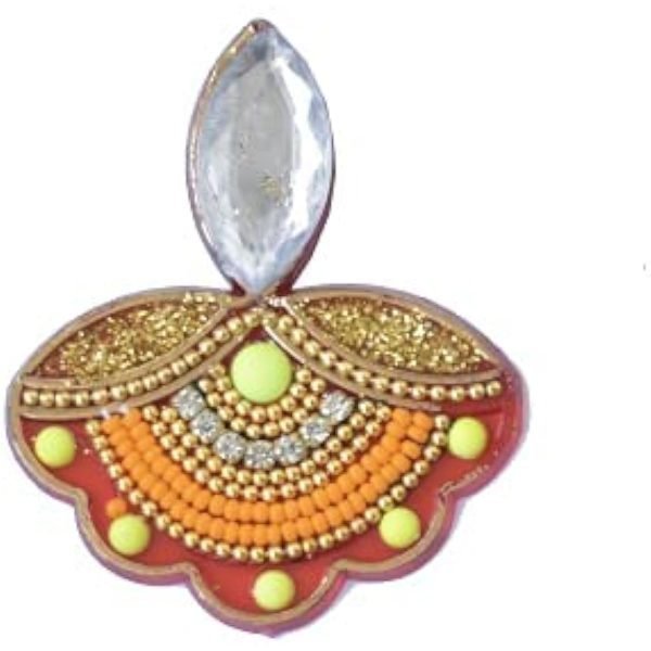 Goodsright Decor Floor Home Decoration for Festival Diwali Acrylic Traditional Handmade Inerior Decoration Wall Decoration Sticker Wedding D??cor Party Gift Gifting Small Rangoli Size: 7" - Diya Shape