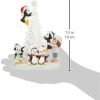 Goodsright Decor Precious Moments Light Up Figurine | Tree-mendous Fun Girl with Penguins | LED Lighted Resin/Acrylic Tabletop Christmas Tree Figurine | Holiday Decor & Gift | Hand-Painted