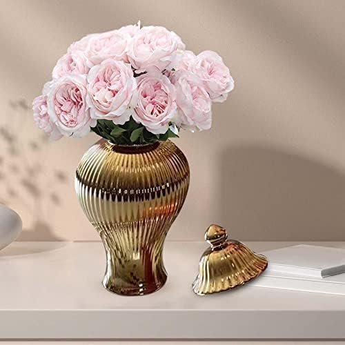 Goodsright Decor Ceramic Flower Vases Temple Jar Storage Box Ginger Jar Decorative Flower Jar for Centerpiece Bedroom Living Room Kitchen Housewarming Gifts, S
