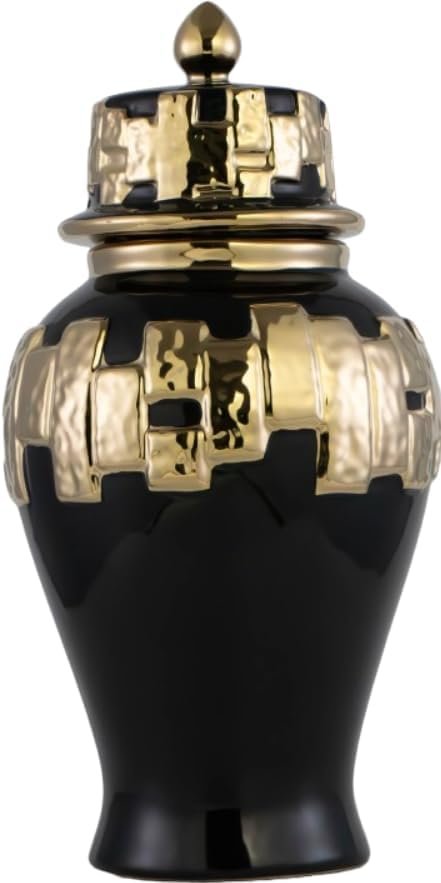 Goodsright Decor Modern Ginger Jars, vases with lids, Storage Jars for Home Decor, Gilded Decorative Ginger Jars (White, Small)