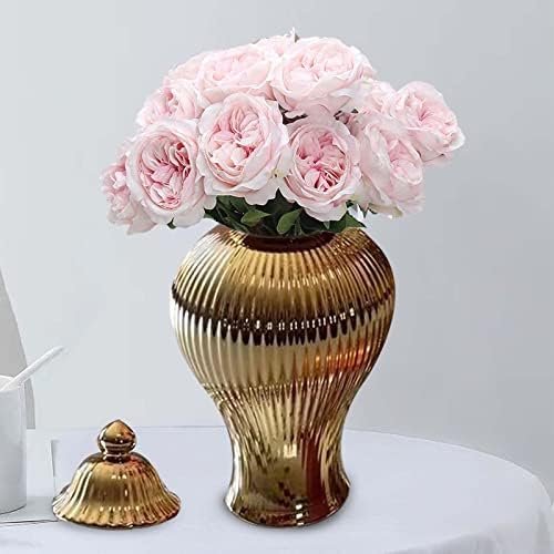 Goodsright Decor Ceramic Flower Vases Temple Jar Storage Box Ginger Jar Decorative Flower Jar for Centerpiece Bedroom Living Room Kitchen Housewarming Gifts, S