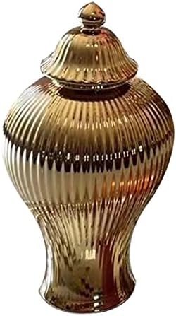 Goodsright Decor Ceramic Flower Vases Temple Jar Storage Box Ginger Jar Decorative Flower Jar for Centerpiece Bedroom Living Room Kitchen Housewarming Gifts, S