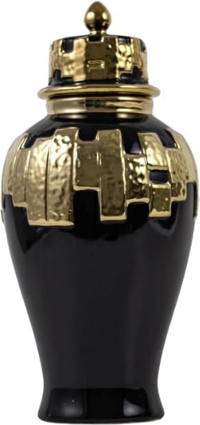 Goodsright Decor Modern Ginger Jars, vases with lids, Storage Jars for Home Decor, Gilded Decorative Ginger Jars (White, Small)
