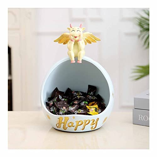 Goodsright Decor Decorative Bowl for Keys Entryway, Home Living Room Candy Bowl, Creative Cow Resin Figurine, Storage Box,Blue