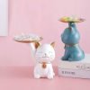 Goodsright Decor Candy Dishes Decorative, Entryway Table Key Storage Tray, Cute Cat Resin Figurine, Gift for Friends, Colleagues, Family,White