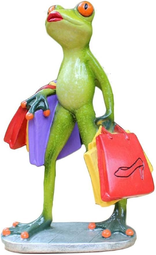 Goodsright Decor Frog Figurines Decor Funny Cute Craft Resin Frog Sculpture Statue for Home Office Desk Tabletop Bathroom Decoration, Ornament Gift (Fishing Frog)