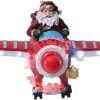 Goodsright Decor House Ornaments Christmas LED Santa Ornament Santa Claus Flying Plane Santa Sculpture for Holiday Xmas Party Supplies Miniature Gifts