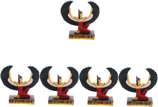 Goodsright Decor 4pcs Egyptian Ornament Desktop Decor Table top Decor Resin Crafts Collectible Egypt Figurine Spreading Wings Statue Winged Statue Egyptian Female Divine Decor Sculpture Figure