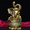 Goodsright Decor 12" China Lucky Seikos Brass Treasure Bowl Elephant Statue Wealth Ingots Asian Elephant Gather Fortune Office Ornament Town House Exorcism