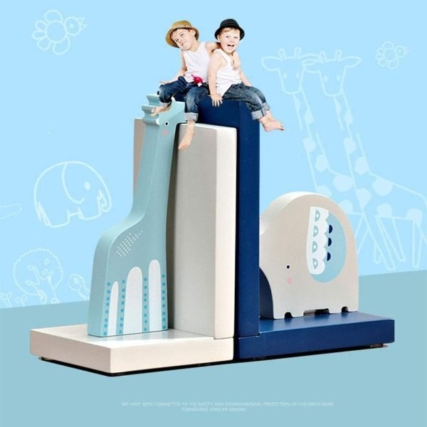 Goodsright Decor Bookend Ornaments Wooden Cartoon Elephant Bookends For Kid's Room & Nursery Room Decor Decorative Creative Boy Girl Room Bookcase Board Desktop Storage Book Holder For Students