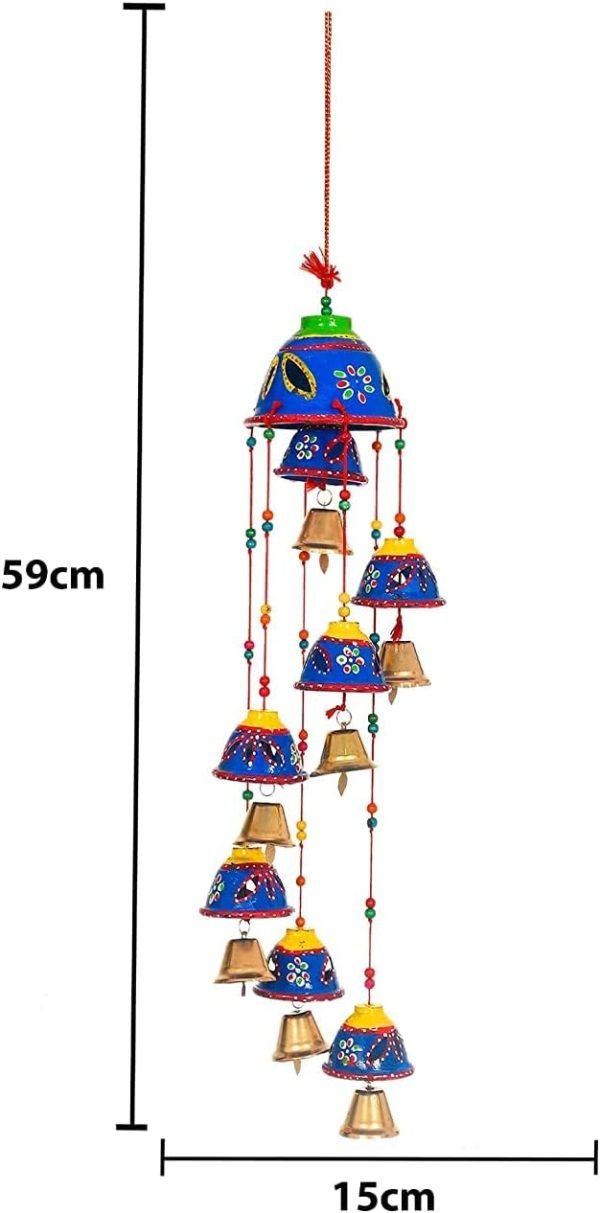 Goodsright Decor Bells Decorative Hanging Wind Chimes for Indoor and Outdoor Hanging for Home/Office/Hall Decoration Wedding/Event/Party/Haldi/Anniversary/Theme/Birthday Party/Celebration (Pack of 2) Blue