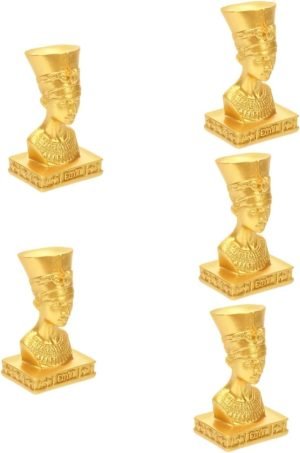 Goodsright Decor 5pcs Egyptian Sculpture Vintage Style Decoration Household Decor Resin Crafts Egyptian Bust Statue Decorative Artificial Egypt Figurine Ancient Egypt Ornament Miniature Decorate