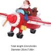 Goodsright Decor House Ornaments Christmas LED Santa Ornament Santa Claus Flying Plane Santa Sculpture for Holiday Xmas Party Supplies Miniature Gifts