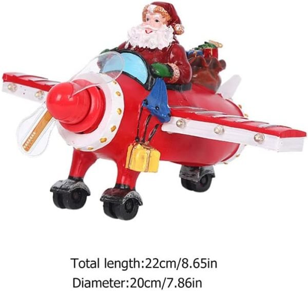 Goodsright Decor House Ornaments Christmas LED Santa Ornament Santa Claus Flying Plane Santa Sculpture for Holiday Xmas Party Supplies Miniature Gifts
