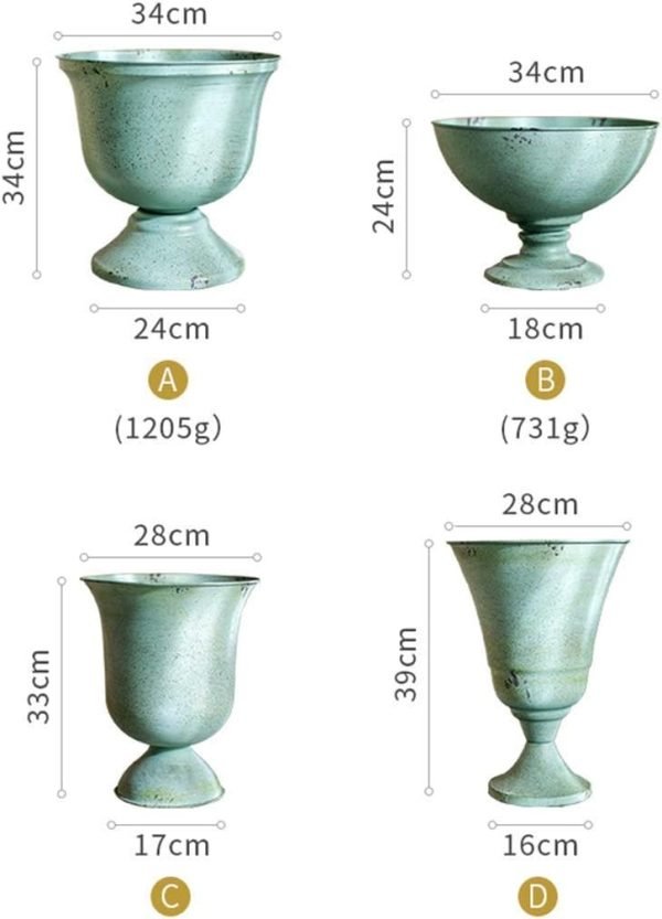 Goodsright Decor Artificial Flower Decoration Flower Vase Large Iron Goblet Vase Storage Basket for Creative Decoration Vintage Flower Pot Balcony Unique Garden Sculpture
