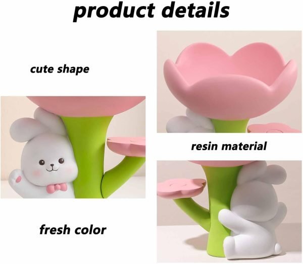 Goodsright Decor Key Bowls for Entry Table, Creative Rabbit Desktop Storage Tray, Resin Figurine Home Decor Ornament,White