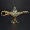Goodsright Decor Classic Vintage Aladdin Magic Genie Costume Lamp Home Table Decoration & Gift, Golden Blue