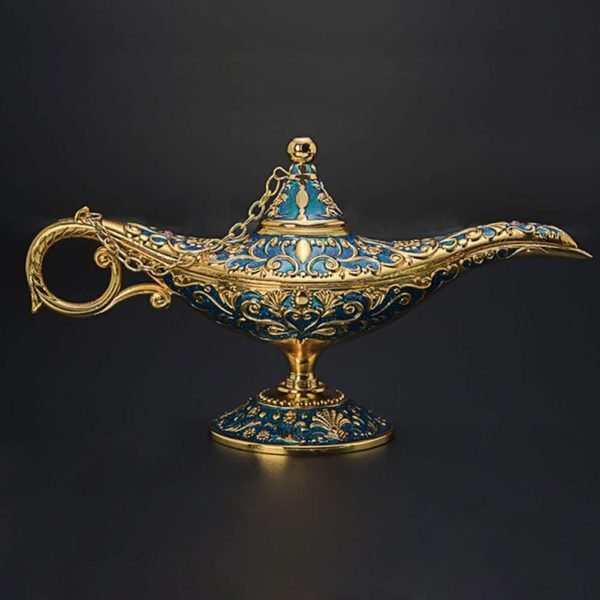 Goodsright Decor Classic Vintage Aladdin Magic Genie Costume Lamp Home Table Decoration & Gift, Golden Blue