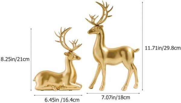 Goodsright Decor 2pcs Resin elk ornaments christmas deer decorations reindeer statues christmas elk statue christmas elk ornament reindeer ornament xmas deer figurine gold decor desktop doll lovers