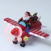 Goodsright Decor House Ornaments Christmas LED Santa Ornament Santa Claus Flying Plane Santa Sculpture for Holiday Xmas Party Supplies Miniature Gifts