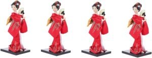 Goodsright Decor 4 Pcs Doll Ornaments Girl Handicrafts Statuette Traditional Japanese Doll Porcelain Dolls Car Dashboard Doll Japanese Art Craft Collectible Dolls Home Textile Miss Display Kimono