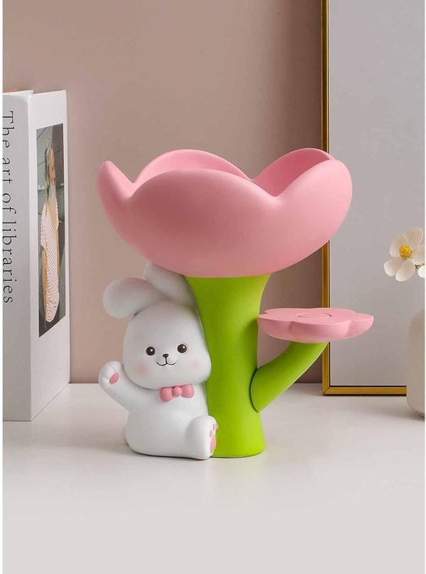 Goodsright Decor Key Bowls for Entry Table, Creative Rabbit Desktop Storage Tray, Resin Figurine Home Decor Ornament,White