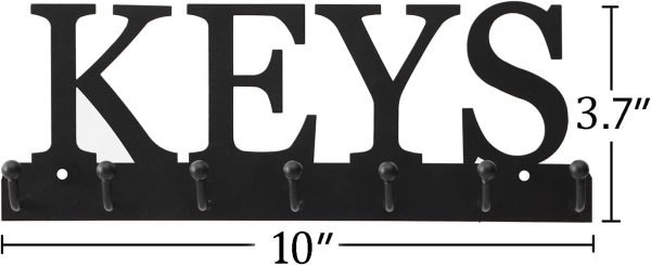 Goodsright Decor Key Holder Wall Mounted Key Hooks for Wall Decorative with 7 Hooks Black Metal Key Organizer Rack Hanger for Entryway, Front Door, Hallway, Office 10X3.7 inches