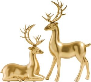 Goodsright Decor 2pcs Resin elk ornaments christmas deer decorations reindeer statues christmas elk statue christmas elk ornament reindeer ornament xmas deer figurine gold decor desktop doll lovers