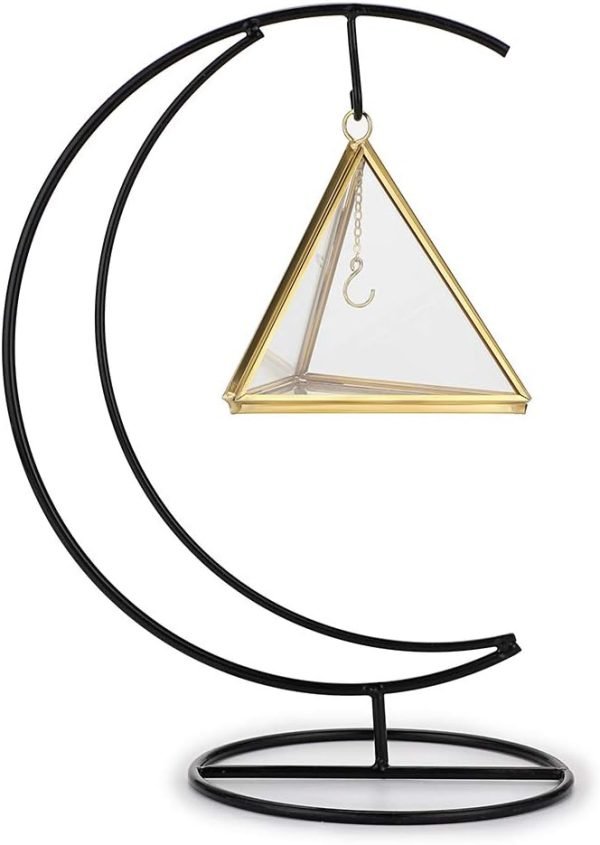 Goodsright Decor Jewelry Ring Display Holder - Glass Ring Holder Geometric Glass Ring Jewelry Box Wedding Ring Bearer Gift Box Hanging Prism Ring Stand Proposal Ring Display Case (Triangular pyramid)
