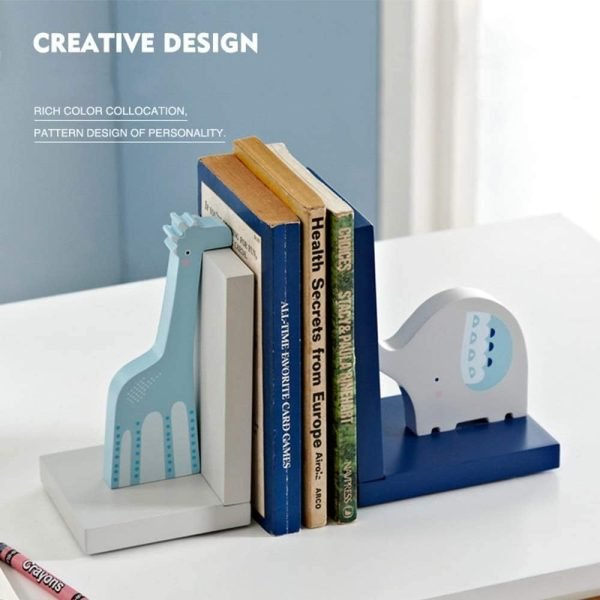 Goodsright Decor Bookend Ornaments Wooden Cartoon Elephant Bookends For Kid's Room & Nursery Room Decor Decorative Creative Boy Girl Room Bookcase Board Desktop Storage Book Holder For Students