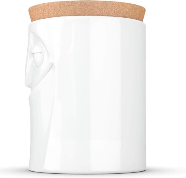 Goodsright Decor PRODUCTS Porcelain Storage Jar, Charming Face Edition, 57 Oz. White (Single Jar) with Natural Cork Lid