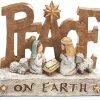 Goodsright Decor Sculpted Nativity Scene Figures with Christmas Messages - Tabletop Holiday Decorations (Peace)