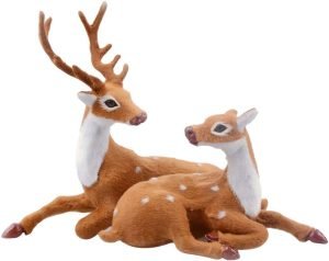 Goodsright Decor 1 Pair Table Top Decor Christmas Couple Reindeer Figurine Animal Figurine Nativity Ornaments for Kids Christmas Table Figurine Small Deer Ornament Statue Car Child Crafts