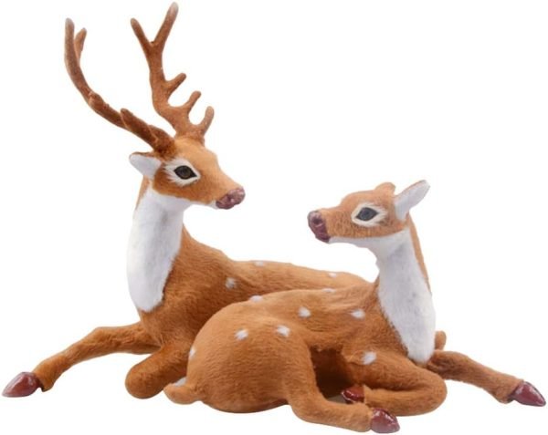 Goodsright Decor 1 Pair Table Top Decor Christmas Couple Reindeer Figurine Animal Figurine Nativity Ornaments for Kids Christmas Table Figurine Small Deer Ornament Statue Car Child Crafts