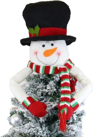 Goodsright Decor Christmas Tree Topper Snowman Top Hugger for Xmas Tree Holiday Decorations Winter Wonderland Decoration New Year Decorations Ornament with Hat Shawl and Poseable Arms