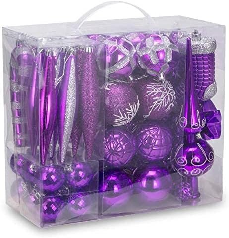 Goodsright Decor 54 Pieces Assorted Christmas Ornaments Tree Decoration Baubles in Gift Box (Champagne, Gift Box)