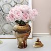 Goodsright Decor Ceramic Flower Vases Temple Jar Storage Box Ginger Jar Decorative Flower Jar for Centerpiece Bedroom Living Room Kitchen Housewarming Gifts, S