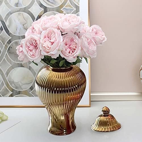 Goodsright Decor Ceramic Flower Vases Temple Jar Storage Box Ginger Jar Decorative Flower Jar for Centerpiece Bedroom Living Room Kitchen Housewarming Gifts, S