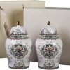 Goodsright Decor 2 Pack Chinese Enamel Porcelain Ginger Jar Vase With Lid and Gift Box,Decorative Ceramic Temple Jar Vase Tea Storage Jar With Lid Decor for Living Room Bedroom Shelf B (B)