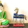 Goodsright Decor Wooden and Iron Hand Crafted Horse with Bells, Wooden Handmade Emboss Work Bell Horse Decorative Showpiece, Birthday
