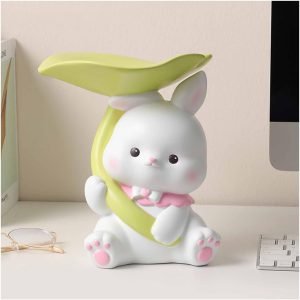 Goodsright Decor Entryway Bowl for Keys Modern, Creative Resin Rabbit Figurine Key Storage Tray, Birthday Holiday Housewarming Gift,White