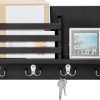 Goodsright Decor Wall Mounted Mail Holder Wooden Key Holder Rack Mail Sorter Organizer with 4 Double Key Hooks and A Floating Shelf Rustic Home Decor for Entryway or Mudroom,15.7" W x9.3 Hx3.2 D, Brown
