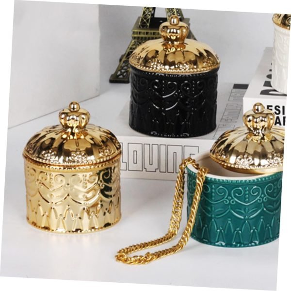 Goodsright Decor 4pcs Jewelry Box Pressed Flower Necklace Embossment Jar Vanity Decor Retro Decor Practical Jar Candle Stands Decorative Tea Canister Coffee Jar Ceramics Storage Tank Multifunction