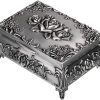 Goodsright Decor Metal Decorative Jewelry Box Vintage Treasure Chest Case Ornate Trinket Organizer Earrings Necklace Bracelet Storage Box Ring Holder Keepsake Box for Women Girls