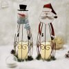 Goodsright Decor 2 Pack Christmas Candle Lantern with LED Lights, Metal Lighted Santa Claus Lanterns for Christmas Holiday Home Decorations