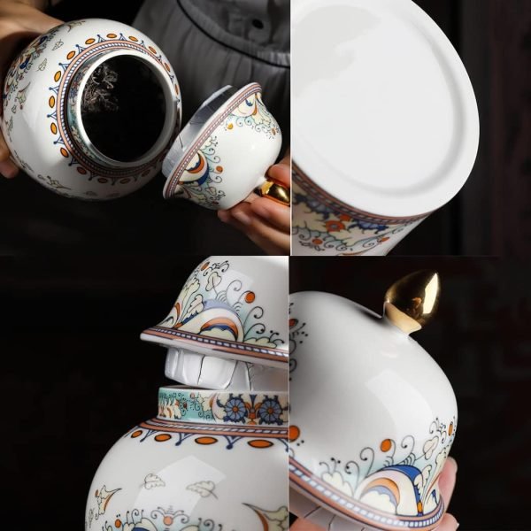 Goodsright Decor 2 Pack Chinese Enamel Porcelain Ginger Jar Vase With Lid and Gift Box,Decorative Ceramic Temple Jar Vase Tea Storage Jar With Lid Decor for Living Room Bedroom Shelf B (B)