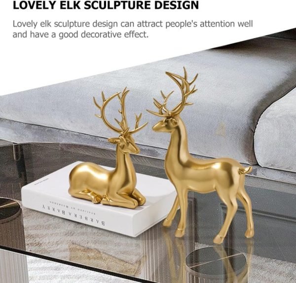 Goodsright Decor 2pcs Resin elk ornaments christmas deer decorations reindeer statues christmas elk statue christmas elk ornament reindeer ornament xmas deer figurine gold decor desktop doll lovers