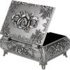 Goodsright Decor Metal Decorative Jewelry Box Vintage Treasure Chest Case Ornate Trinket Organizer Earrings Necklace Bracelet Storage Box Ring Holder Keepsake Box for Women Girls